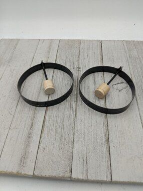 Set of 2 Metal Round Circle Fried Egg Ring Pancake Mold Wood Handle